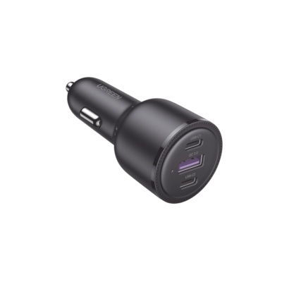 UGREEN - Cargador de Auto de 69W, 2 Puertos USB-C, 1 Puerto USB-A, Compatible con Vehículos de 12 y 24 VCD, Chip Inteligente, Diseño Compacto