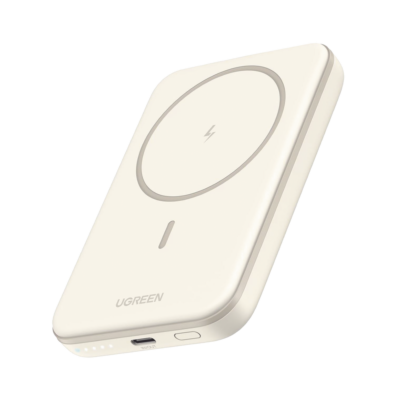 UGREEN - Power Bank MagSafe de 5000mAh, 15W, Carga Inalámbrica y por Cable USB-C, Color Beige.