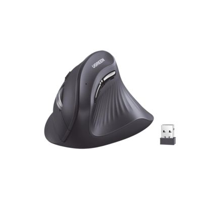 UGREEN - Mouse Vertical Inalámbrico Ergonómico, Bluetooth & 2.4Ghz, Ratón 5 Botones con Receptor USB