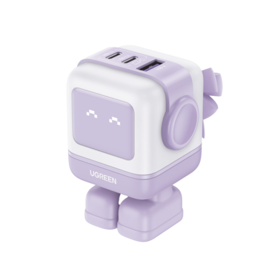 UGREEN - Serie Uno 65W Cargador Tipo C, Nexode USB C Pantalla LED con 3 Puertos, Carga Rápida, Color Lila