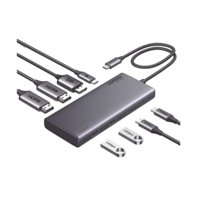 UGREEN - HUB 8 Puertos,  2 Puertos HDMI 4K@60Hz | 1 Puerto DisplayPort 4K@60Hz 2 USB-A 10Gbps) | 2 USB-C (10Gbps) | USB-C PD Carga 100W