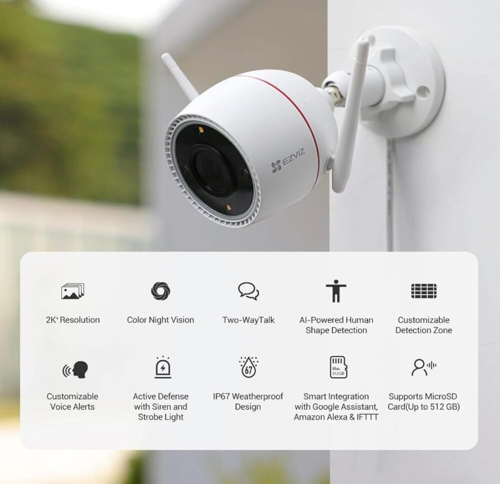 EZVIZ - Bala WiFi, 2 Megapixel, Detección humana, Micrófono Integrado, Micro SD.