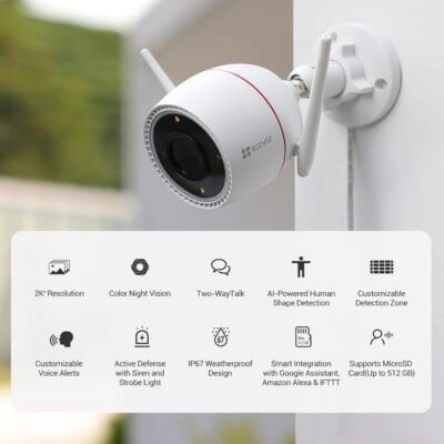 EZVIZ - Bala WiFi, 2 Megapixel, Detección humana, Micrófono Integrado, Micro SD.