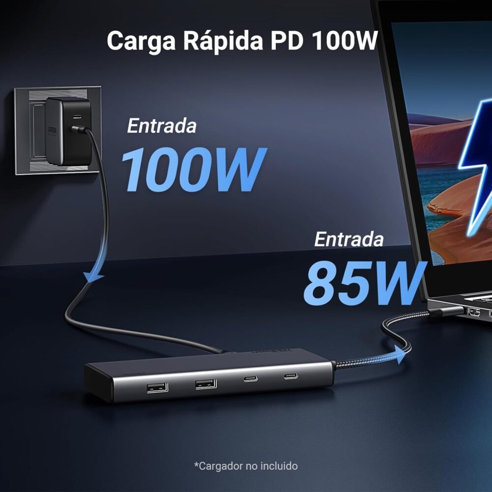 UGREEN - HUB 8 Puertos,  2 Puertos HDMI 4K@60Hz | 1 Puerto DisplayPort 4K@60Hz 2 USB-A 10Gbps) | 2 USB-C (10Gbps) | USB-C PD Carga 100W - Image 2