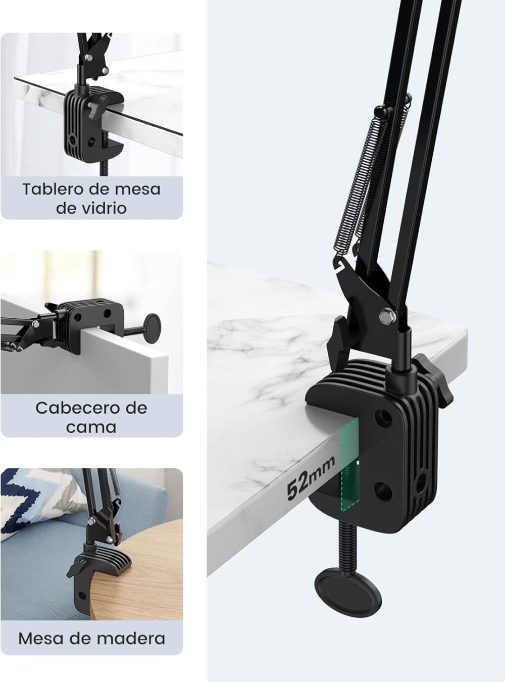 UGREEN - Soporte para Tableta con Brazo tipo Perezoso, Brazo Ajustable y Cabezal de 360°. - Image 3