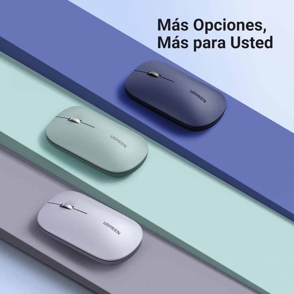 UGREEN - Mouse inalámbrico 2.4 GHz, Ultra Delgado y Silencioso, DPI 1000/1600/2000/4000 (Ajustable), Alcance 10m, Scroll de Aluminio, Contiene Receptor USB , Color Verde - Image 4