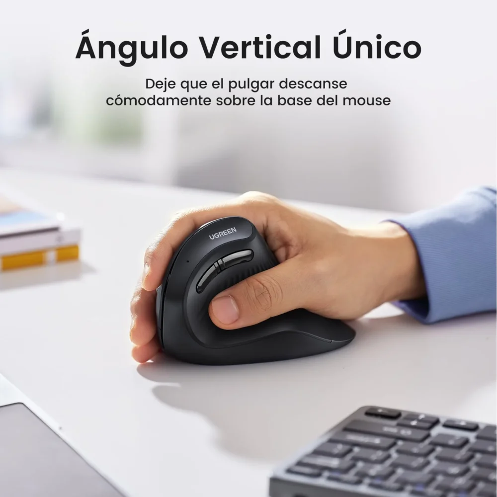 UGREEN - Mouse Vertical Inalámbrico Ergonómico, Bluetooth & 2.4Ghz, Ratón 5 Botones con Receptor USB - Image 4