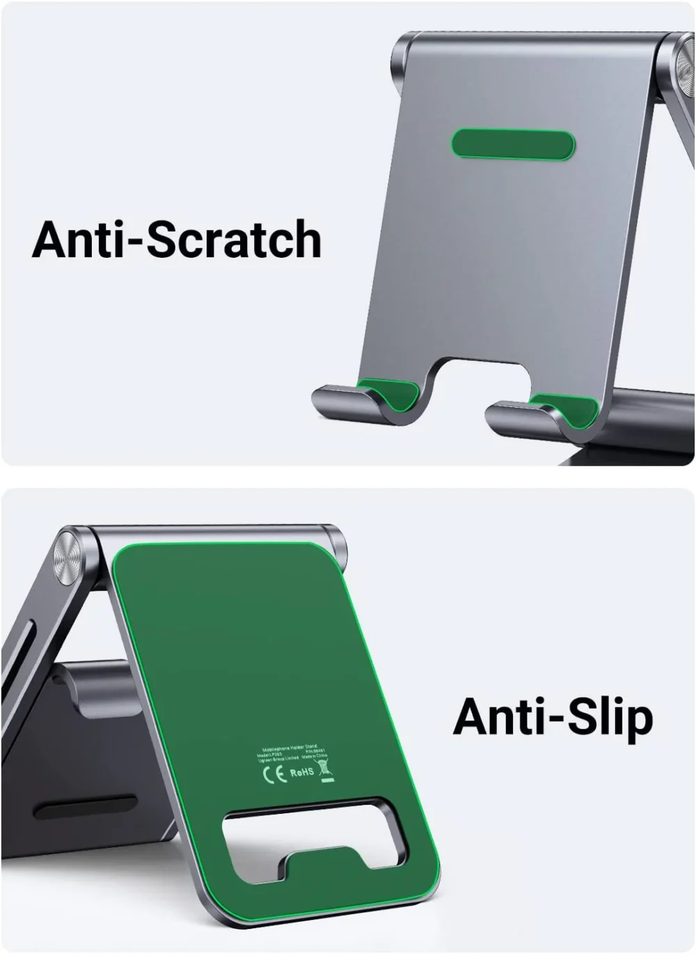 UGREEN - Soporte para Teléfono Celular de Aluminio, Angulo Ajustable, Compatible con dispositivos de 4.7'' a 7.9'', Color Gris. - Image 3