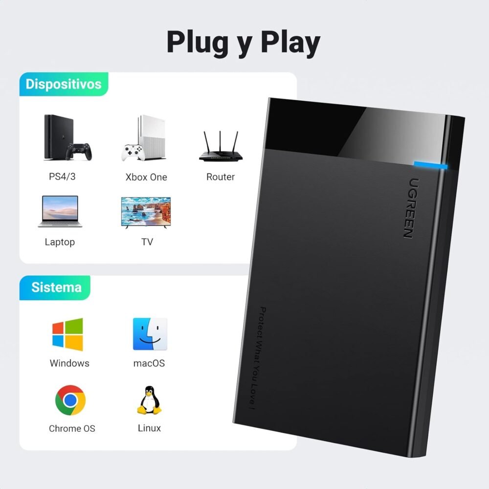 UGREEN - Carcasa de Disco Duro 2.5'' (Enclosure), Velocidad SATA 3.0 de hasta 6 Gbps, Compatible con SATA 2.0/1.0 - Image 3