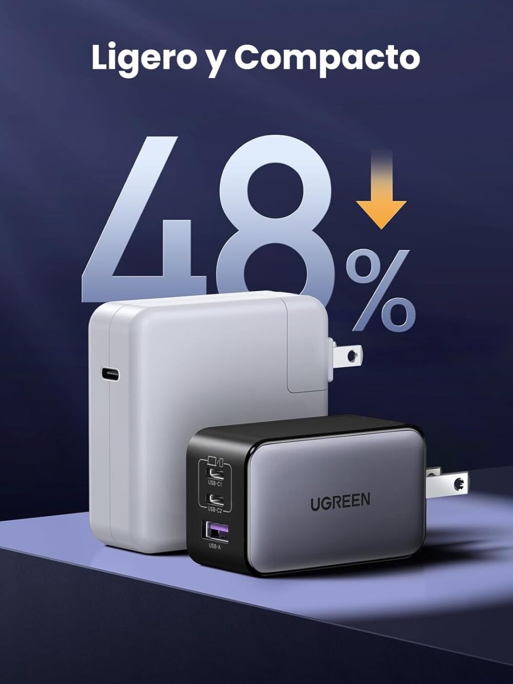 UGREEN - Cargador de 65W serie Nexode S, 3 Puertos de Carga Rápida, 2 USB-C, 1 USB-A, Tecnología GaN II - Image 3
