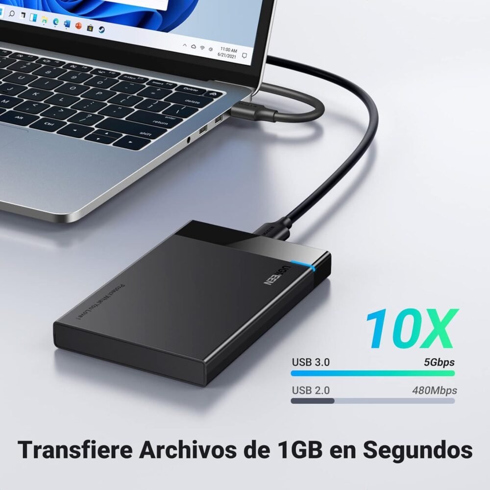 UGREEN - Carcasa de Disco Duro 2.5'' (Enclosure), Velocidad SATA 3.0 de hasta 6 Gbps, Compatible con SATA 2.0/1.0 - Image 4