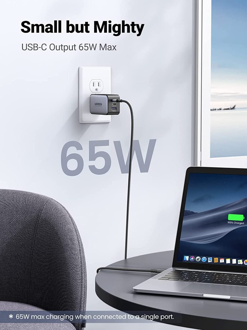 UGREEN - Cargador de 65W serie Nexode, 3 Puertos de Carga Rápida, 2 USB-C, 1 USB-A, Tecnología GaN II - Image 4