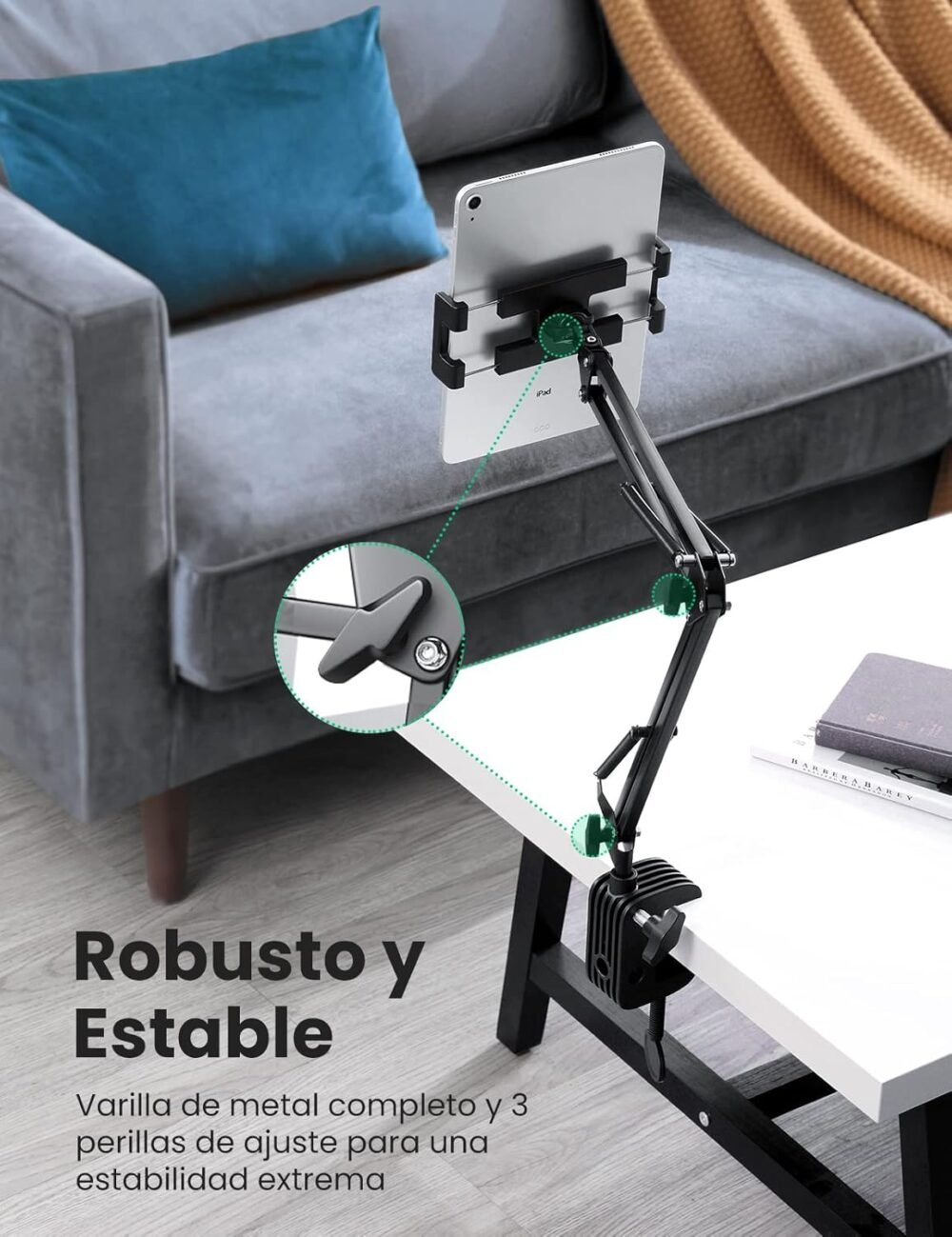 UGREEN - Soporte para Tableta con Brazo tipo Perezoso, Brazo Ajustable y Cabezal de 360°. - Image 4