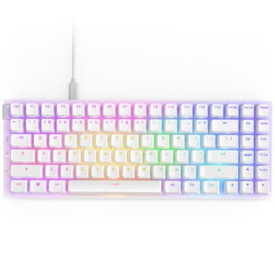 NZXT - Teclado Gamer Function 2 MiniTKL, Switch Optical Red, Alámbrico, USB, Blanco (Inglés)