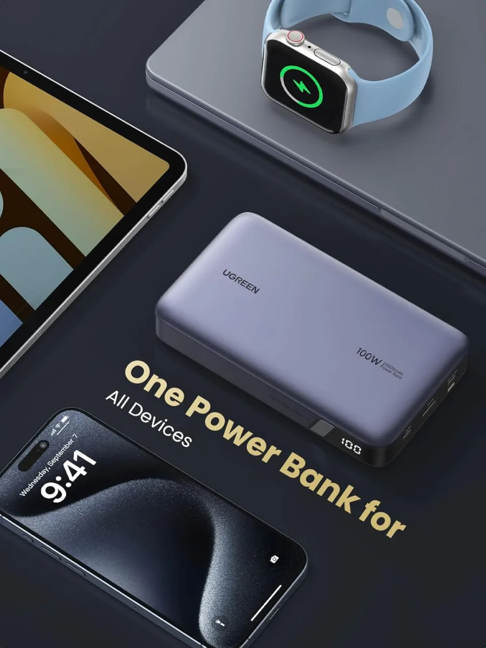 UGREEN - Power Bank de 20000mAh, 3 Salidas 100W Max, USB-A + 2 USB-C - Image 4
