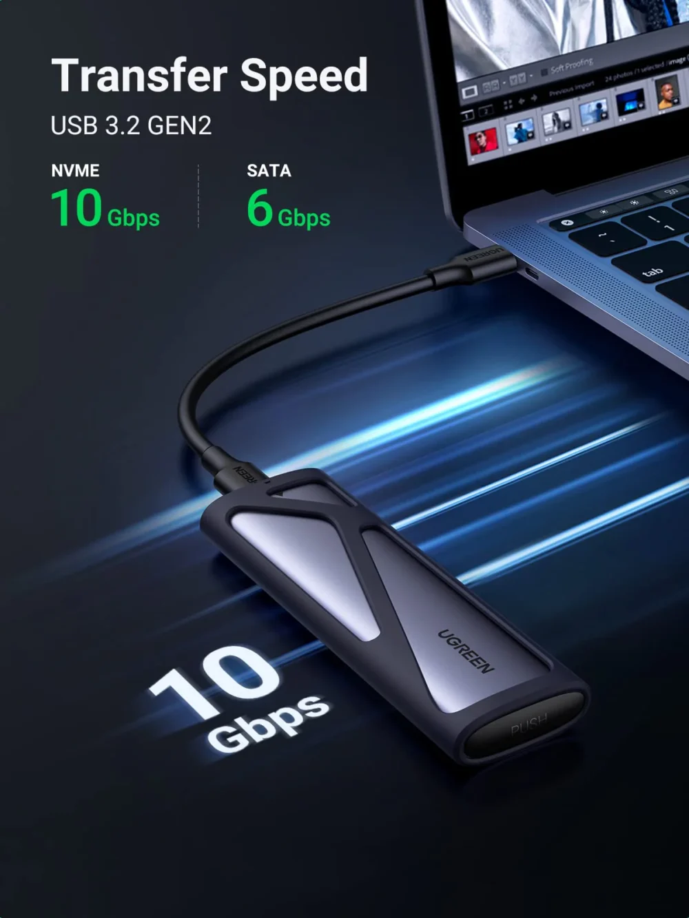 UGREEN - Carcasa para SSD M.2 NVME 2230/2242/2260/2280 NVMe PCIe SSD y M.2 SATA USB 3.2 Gen 2 y PCIe 3.0 - Image 4