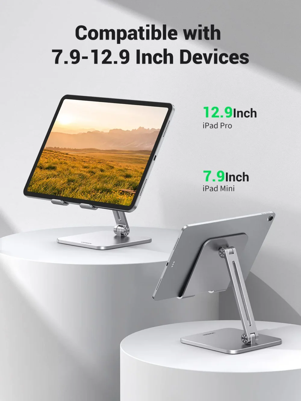 UGREEN - Soporte de Aluminio para IPad & Tablet, Plegable, Angulo Ajustable de 180° y 270°, Compatible con dispositivos de 7.9" hasta 12.9" - Image 4