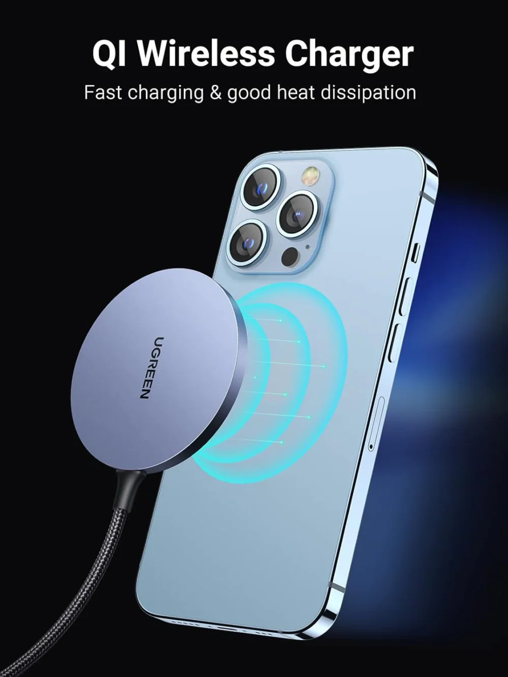 UGREEN - Cargador Inalámbrico Magnético 15W Tecnología Magsafe, Carga Rápida, Longitud 1.5m - Image 3