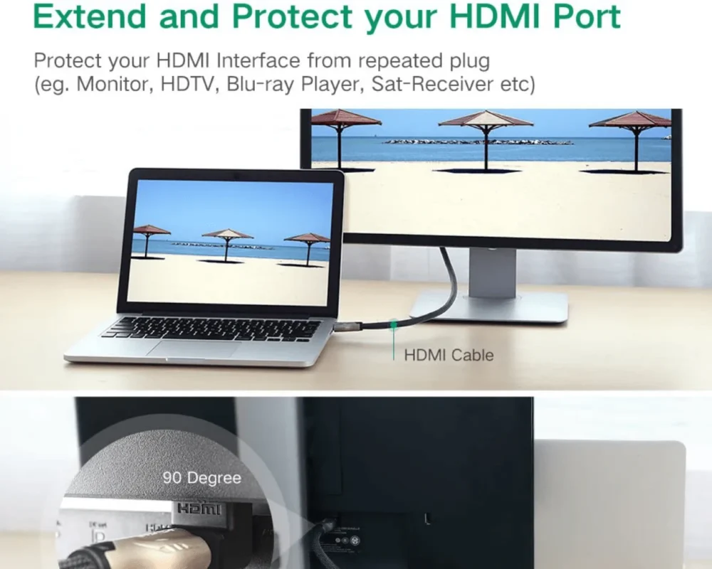 UGREEN - Adaptador HDMI de 90 Grados Macho a Hembra, Hacia Abajo, HDMI 2.0 4K@60Hz - Image 3