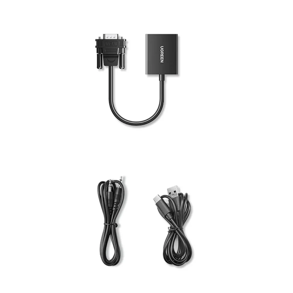 UGREEN - Adaptador de video VGA(Entrada)-HDMI(Salida) Resolución de 1080P@60Hz, Puerto Estéreo de 3.5 mm, Plug and Play, Longitud del Cable 15 cm, Incluye Cable de Alimentacion USB - Image 4