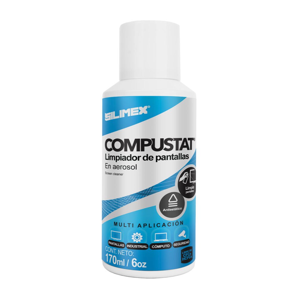 SILIMEX - Limpiador de pantallas en aerosol no conductivo. Está especialmente desarrollado para eliminar profundamente grasa y suciedad en todo tipo de pantallas de manera segura.