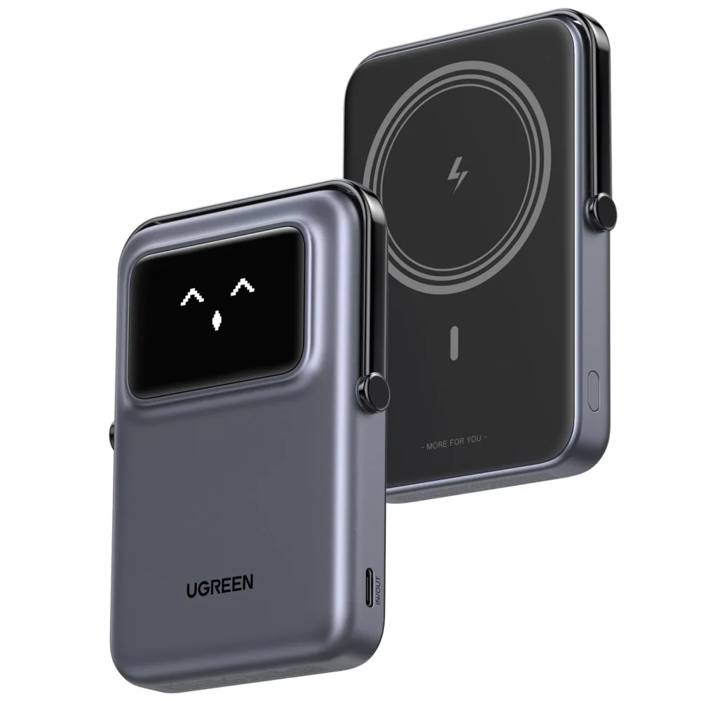 UGREEN - Power Bank Serie UNO Inalambrico, 10000mAh, 7.5W/20W, Con Emojis de Estado, Carga Rápida USB-C Bidireccional