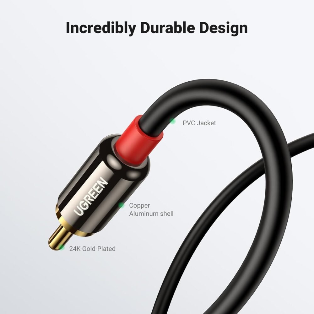 UGREEN - Cable Audio Estéreo,  Cable Adaptador 3.5mm a 2RCA con Conectores Metálicos - Image 2