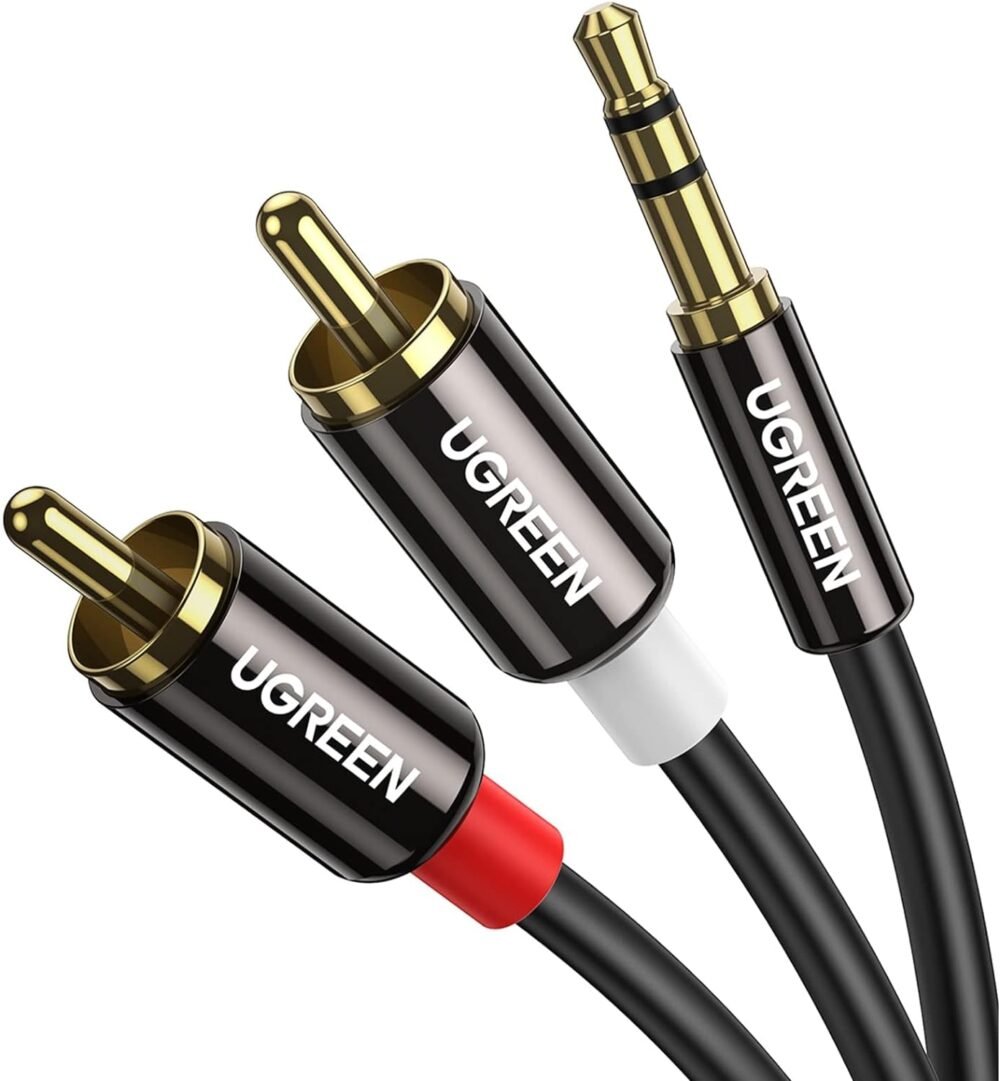 UGREEN - Cable Audio Estéreo,  Cable Adaptador 3.5mm a 2RCA con Conectores Metálicos