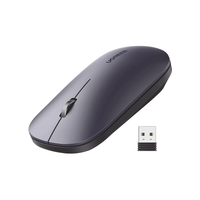 UGREEN- Mouse inalámbrico 2.4 GHz,  Ultra Delgado y Silencioso, DPI 1000/1600/2000/4000 (Ajustable), Alcance 10m