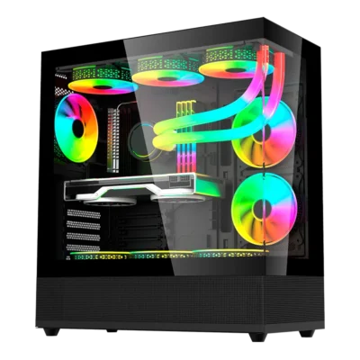 BALAM RUSH - Gabinete Gamer Media Torre | Tank Super 9200 TB | Max MB ATX Ventana sin Bordes Color Negro