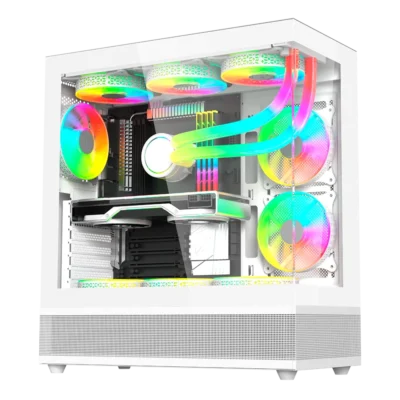BALAM RUSH - Gabinete Gamer Media Torre | Tank Super 9200 TB | Max MB ATX Ventana sin Bordes Color Blanco