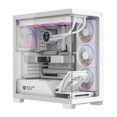 BALAM RUSH - Gabinete Gamer Media Torre | Tank Polar 7900 | Max MB ATX | GPU 420 mm Color Blanco