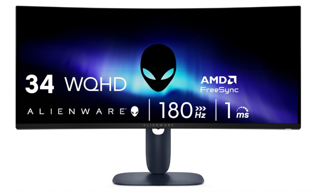 DELL - Monitor Alienware Curvo AW3425DWM LCD 34", 3440x1440 Ultra Wide Quad HD, G-Sync/FreeSync, 180Hz, HDMI/DisplayPort, Negro
