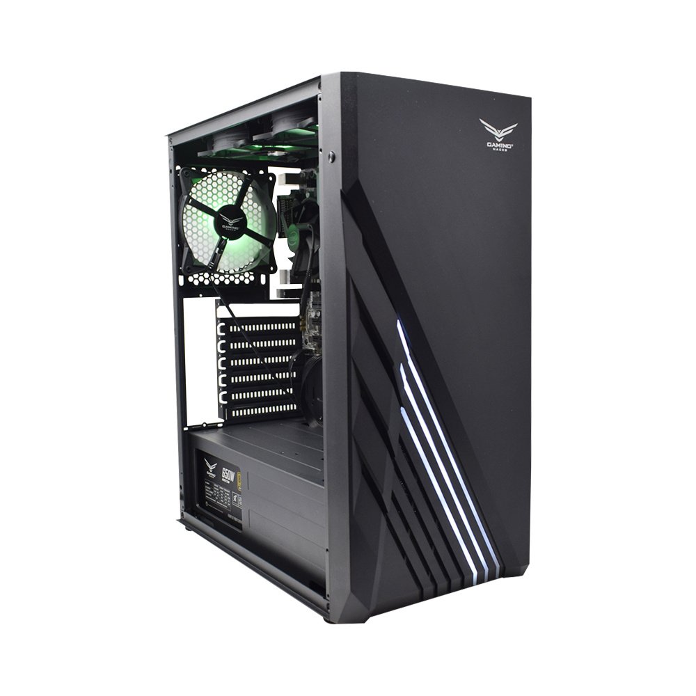 GAMING NACEB - Gabinete Zion, Midi-Tower, ATX/Micro-ATX/Mini-ITX, USB 2.0/3.0, sin Fuente, 3 Ventiladores Instalados, Negro