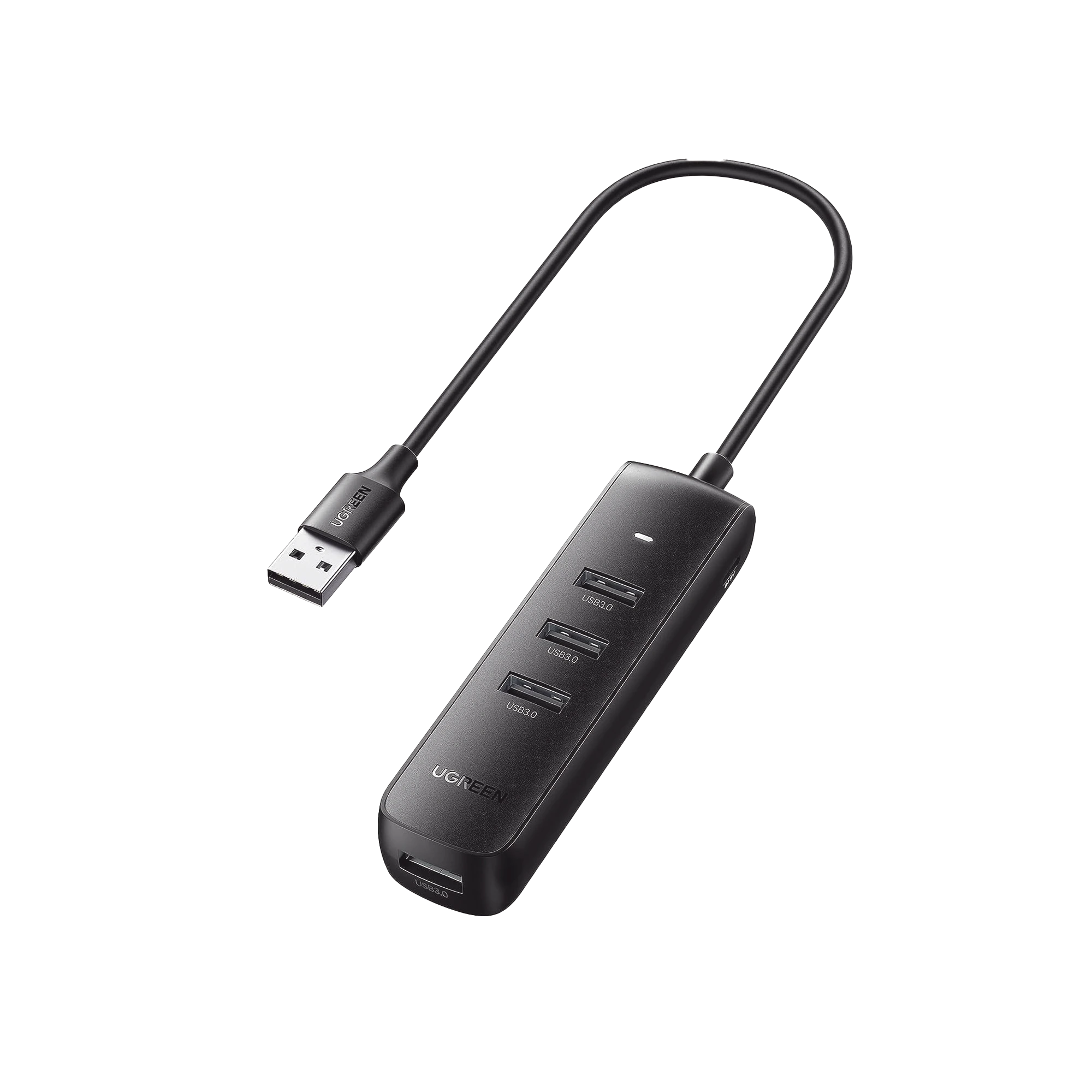 UGREEN - HUB USB-A 3.0 4 en 1 | 4 Puertos USB-A 3.0 (5Gbps) | Cable de 25 cm | Indicador Led | Ideal para Transferencia de Datos | Entrada USB-C para alimentar equipos de mayor consumo como discos duros | Color Negro.
