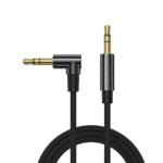 CABLE CREATION - Cable de audio de 3.5mm 10 pies/3M, cable auxiliar estéreo HiFi de 3.5mm de ángulo recto macho a macho con núcleo de cobre plateado en plata para estéreos de coche, iPhones, tabletas