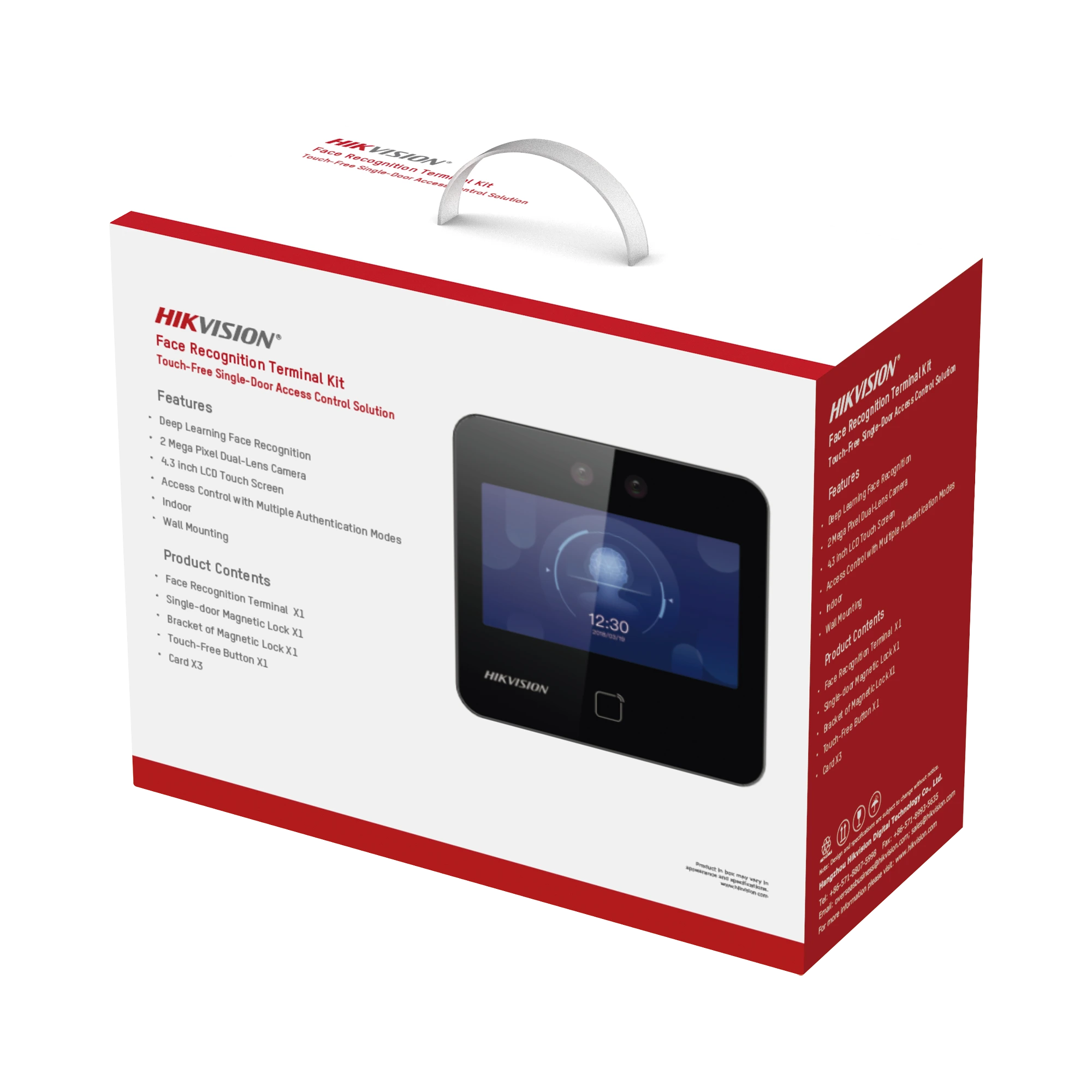 HIKVISION - Kit de Control de Acceso TODO INCLUIDO con Lector de Rostros, QRs y Tarjetas / 1,500 rostros / Compatible con App HIKConnect /Incluye Electroimán Botón de Salida y Montajes Z y L para imán / HIK-IA