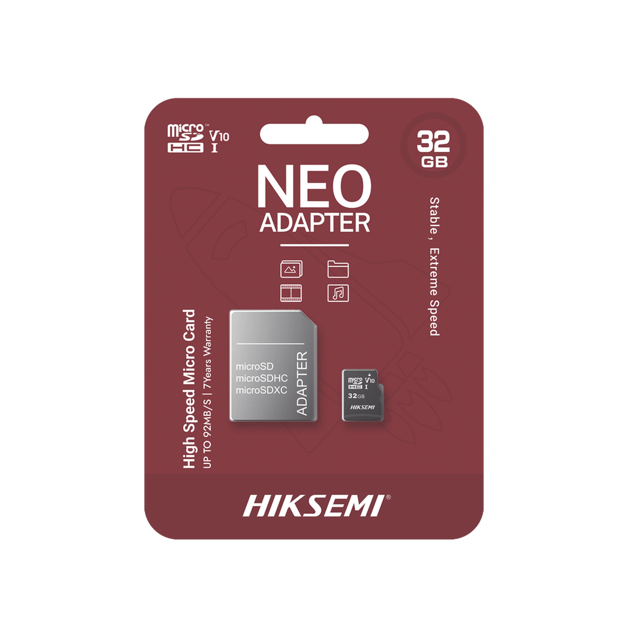 HIKVISION - Memoria microSD con Adaptador Ideal para Celular o Tablet / 32 GB / Multipropósito / Clase 10 / 92 MB/s Lectura / 50 MB/s Escritura