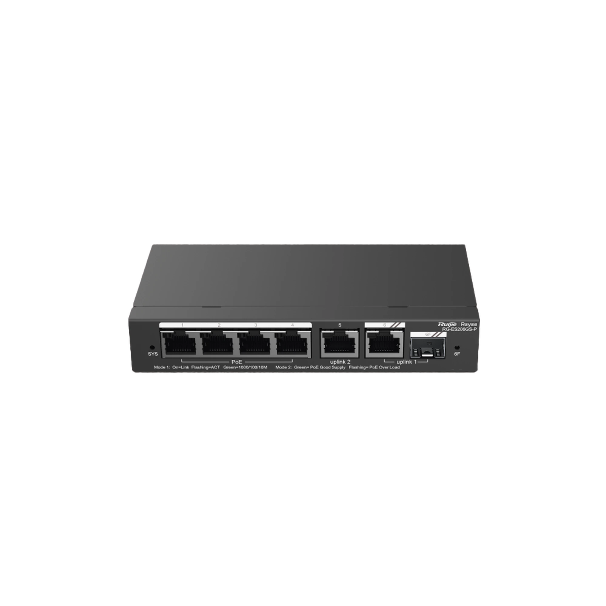 RUIJIE - Switch Administrable con 4 puertos Gigabit PoE, 2 Uplink Gigabit y 1 Uplink Gigabit para Fibra SFP en combo, gestión gratuita desde la nube - Image 4