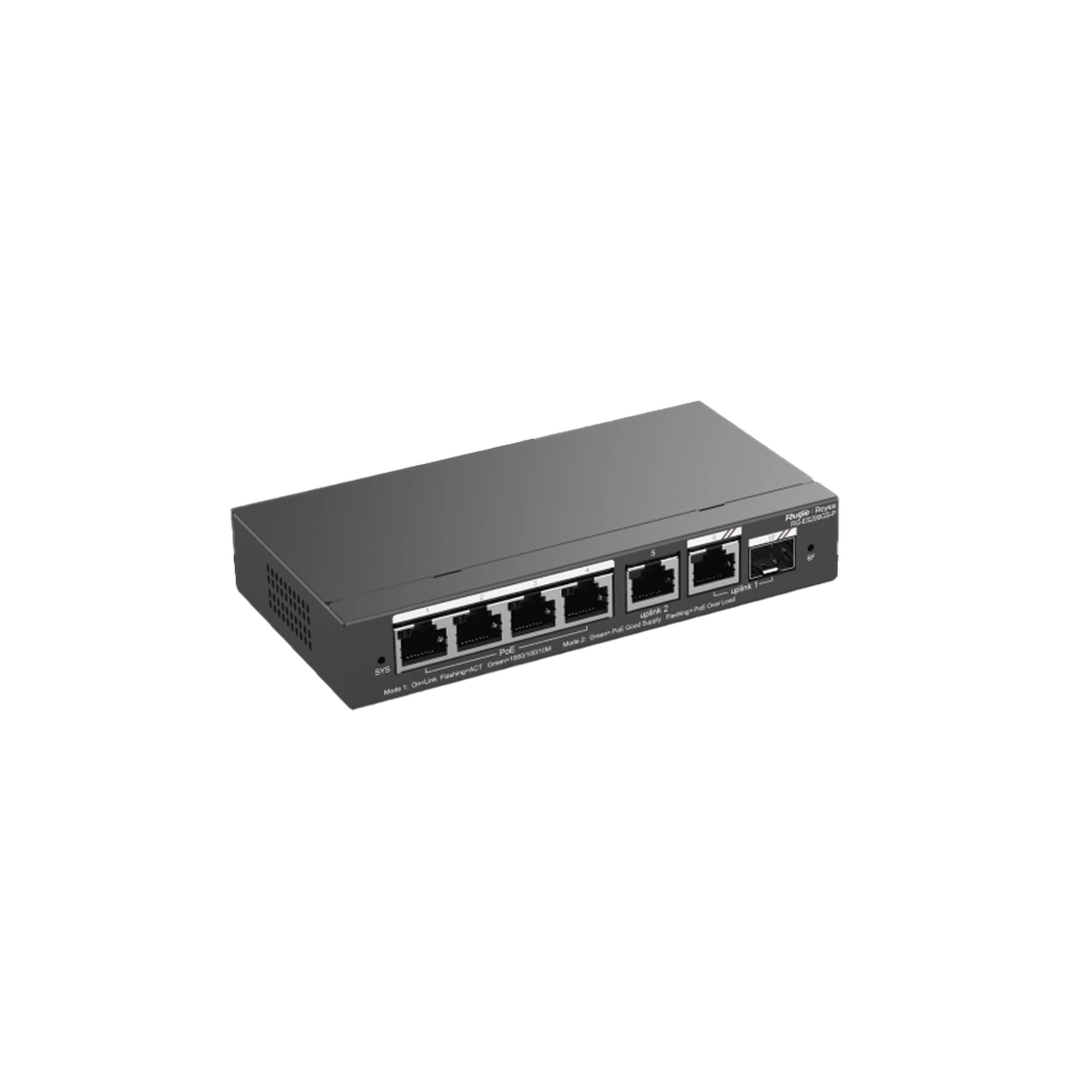 RUIJIE - Switch Administrable con 4 puertos Gigabit PoE, 2 Uplink Gigabit y 1 Uplink Gigabit para Fibra SFP en combo, gestión gratuita desde la nube - Image 3