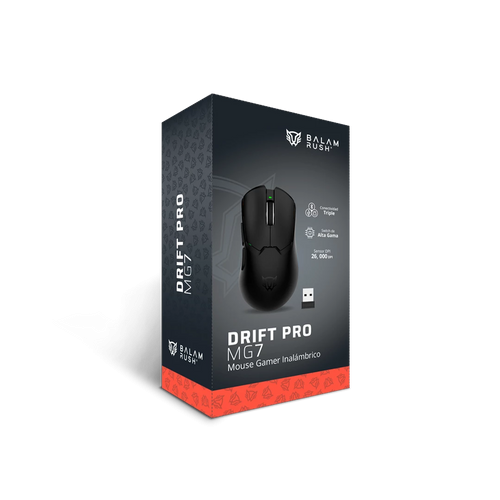 BALAM RUSH - Mouse Gamer Ergonómico Drift Pro MG7, Inalámbrico, Óptico, 26.000DPI, Bluetooth, Negro - Image 4