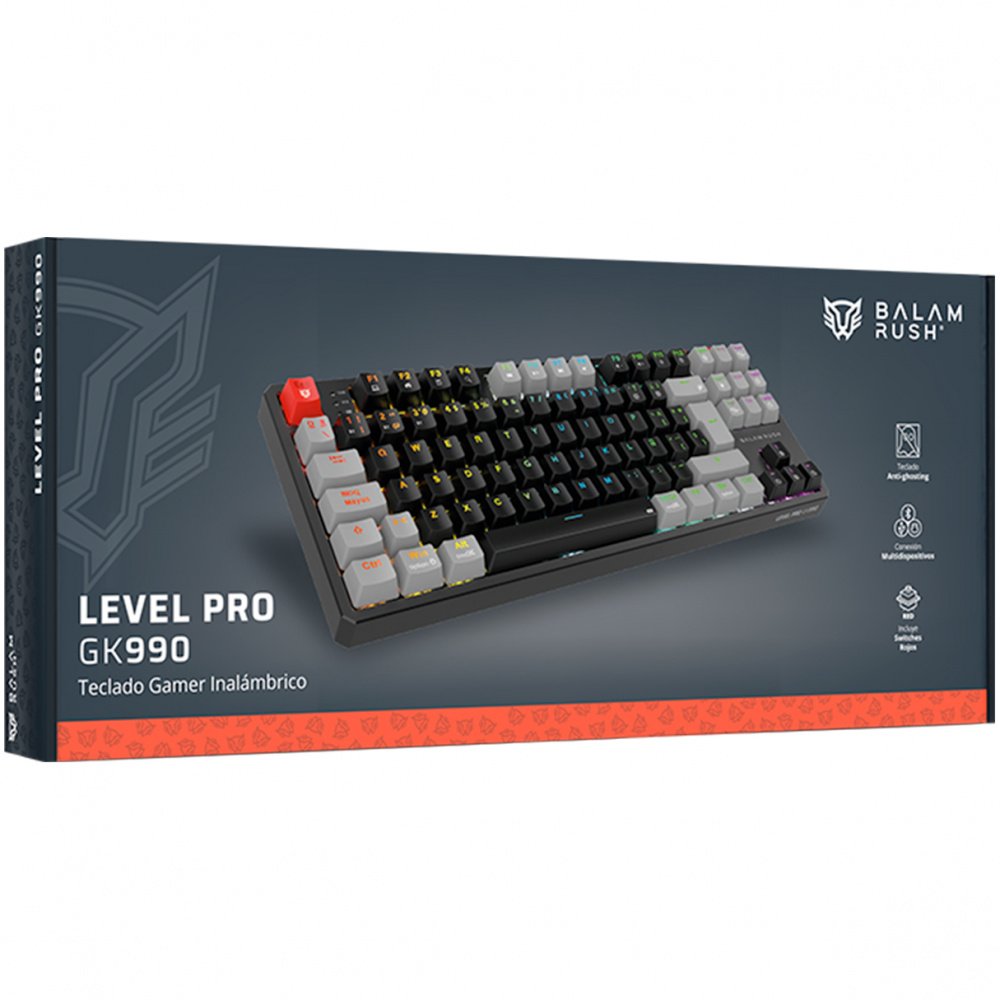 BALAM RUSH - Teclado Gamer Level Pro GK990 LED RGB TKL, Teclado Mecánico, Outemu Red, Inalámbrico, RF Inalámbrico/Bluetooth, Negro, Español - Image 4