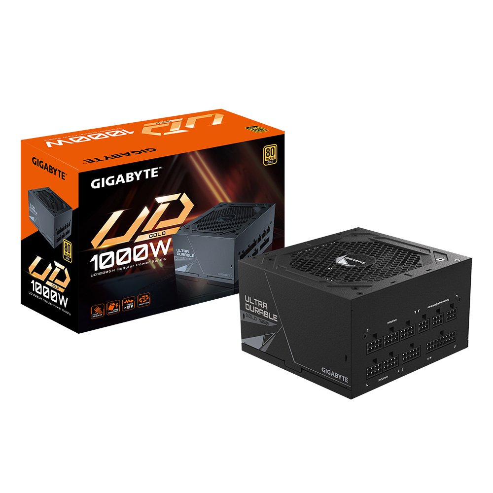 GIGABYTE - Fuente de Poder UD1000GM 80 PLUS Gold ATX, Modular, 24-pin ATX, 120mm, 1000W